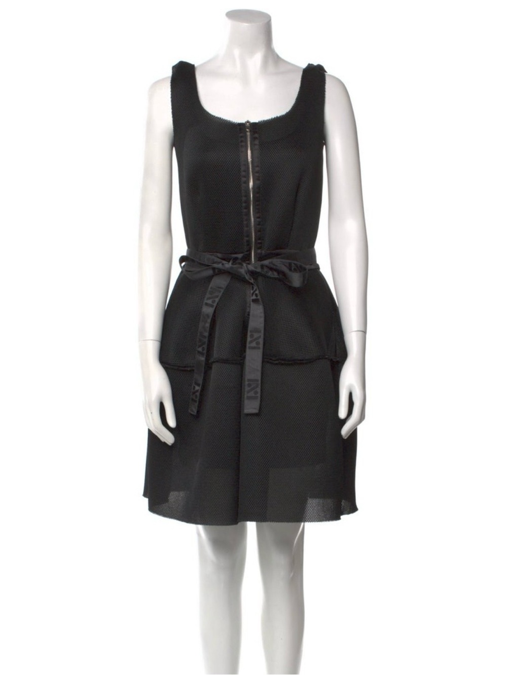 Maje Black Sleeveless Zip-Front Peplum Mini Dress